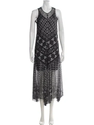 Pre-owned Veronica Beard Lace Pattern Midi Length Dress In Black