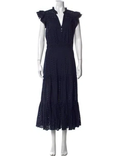 Pre-owned Veronica Beard Lace Pattern Midi Length Dress In Blue