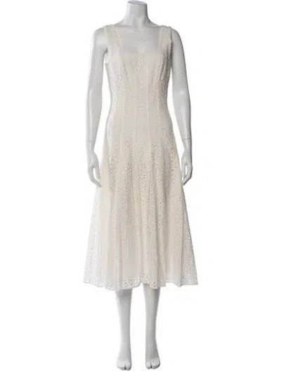 Pre-owned Veronica Beard Lace Pattern Midi Length Dress In Neutrals