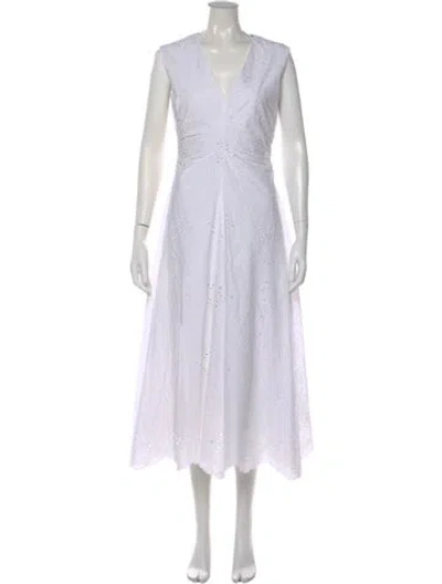 Pre-owned Veronica Beard Lace Pattern Midi Length Dress W/ Tags In White