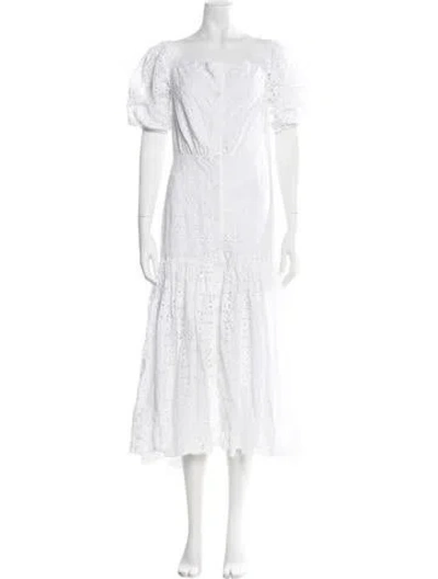 Pre-owned Veronica Beard Lace Pattern Midi Length Dress In White
