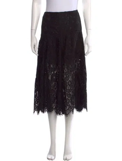 Pre-owned Veronica Beard Lace Pattern Midi Length Skirt In Black