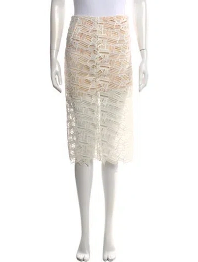 Pre-owned Veronica Beard Lace Pattern Midi Length Skirt In Neutrals