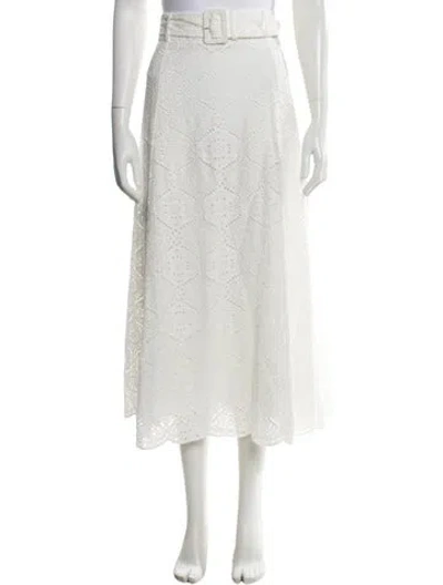 Pre-owned Veronica Beard Lace Pattern Midi Length Skirt W/ Tags In White
