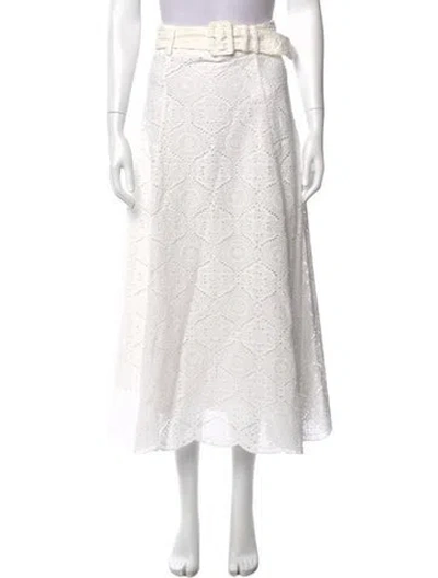 Pre-owned Veronica Beard Lace Pattern Midi Length Skirt In White