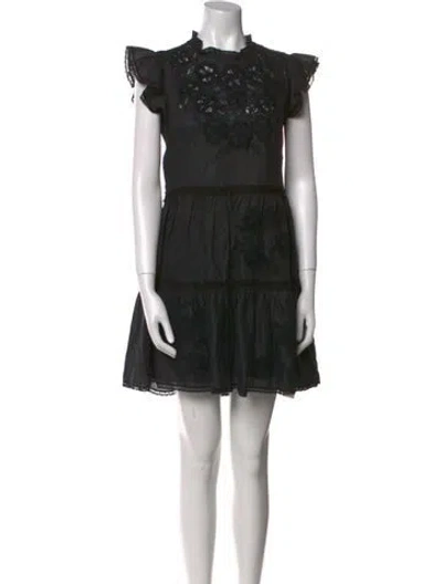 Pre-owned Veronica Beard Lace Pattern Mini Dress In Black