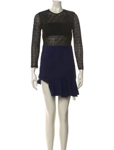 Pre-owned Veronica Beard Lace Pattern Mini Dress In Black