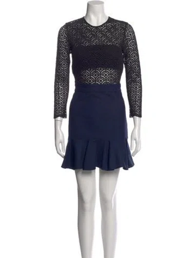 Pre-owned Veronica Beard Lace Pattern Mini Dress In Black