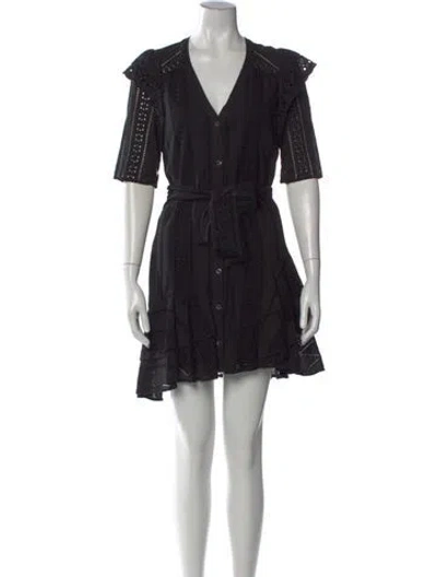 Pre-owned Veronica Beard Lace Pattern Mini Dress In Black