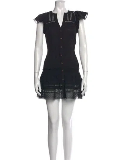 Pre-owned Veronica Beard Lace Pattern Mini Dress In Black