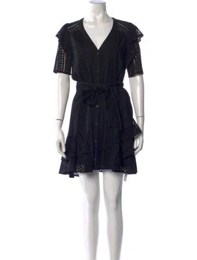 Pre-owned Veronica Beard Lace Pattern Mini Dress In Black