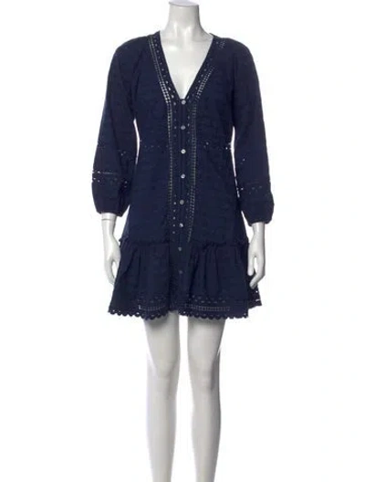 Pre-owned Veronica Beard Lace Pattern Mini Dress In Blue