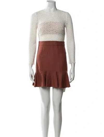 Pre-owned Veronica Beard Lace Pattern Mini Dress In Brown/neutrals