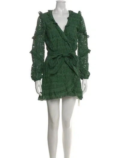 Pre-owned Veronica Beard Lace Pattern Mini Dress In Green