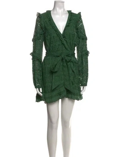 Pre-owned Veronica Beard Lace Pattern Mini Dress In Green
