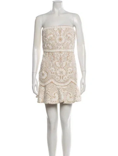 Pre-owned Veronica Beard Lace Pattern Mini Dress In Neutral