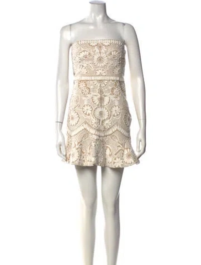 Pre-owned Veronica Beard Lace Pattern Mini Dress In Neutral