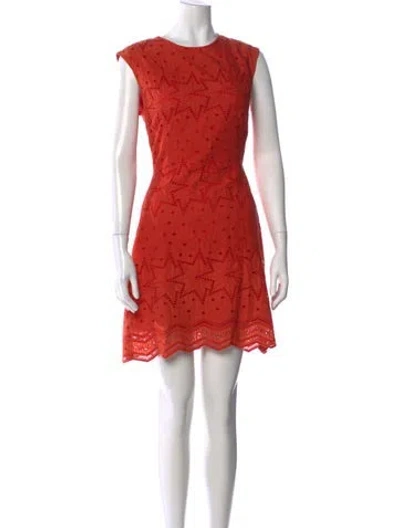 Pre-owned Veronica Beard Lace Pattern Mini Dress In Orange