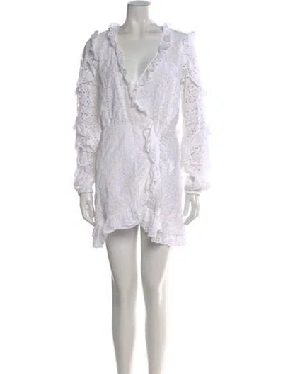 Pre-owned Veronica Beard Lace Pattern Mini Dress In White
