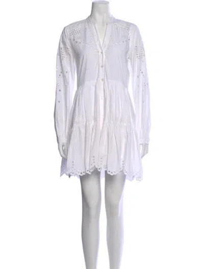 Pre-owned Veronica Beard Lace Pattern Mini Dress In White