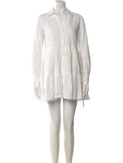 Pre-owned Veronica Beard Lace Pattern Mini Dress In White