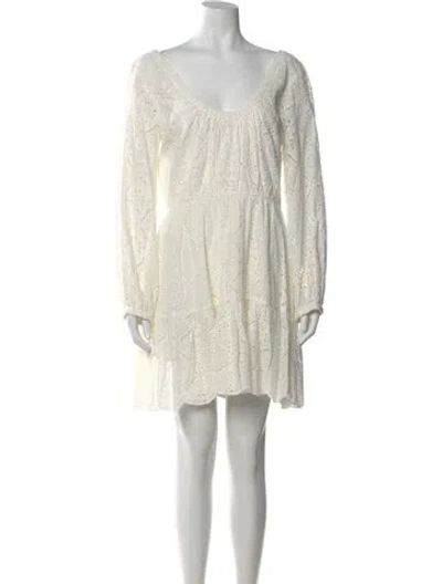 Pre-owned Veronica Beard Lace Pattern Mini Dress In White