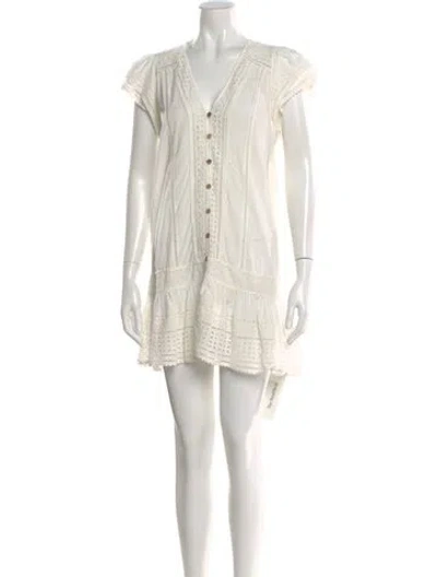 Pre-owned Veronica Beard Lace Pattern Mini Dress In White