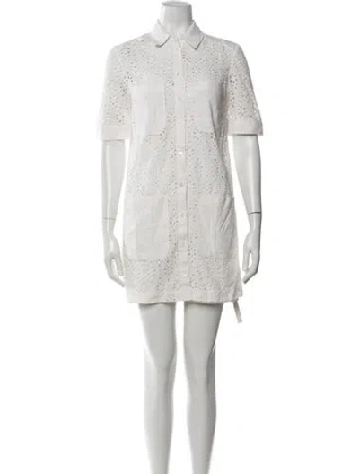 Pre-owned Veronica Beard Lace Pattern Mini Dress In White