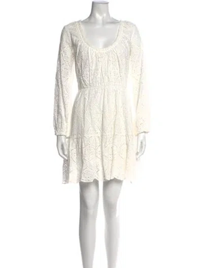 Pre-owned Veronica Beard Lace Pattern Mini Dress In White