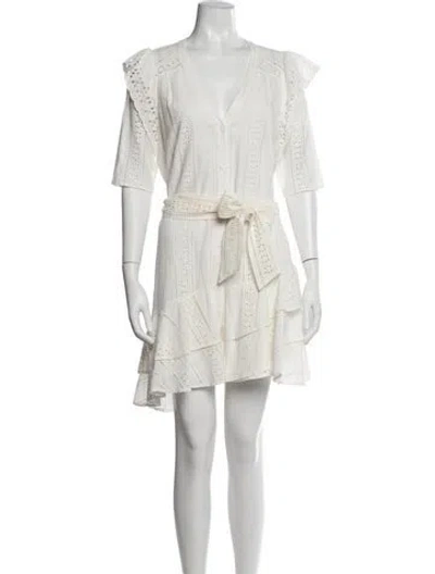 Pre-owned Veronica Beard Lace Pattern Mini Dress In White