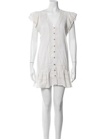 Pre-owned Veronica Beard Lace Pattern Mini Dress In White