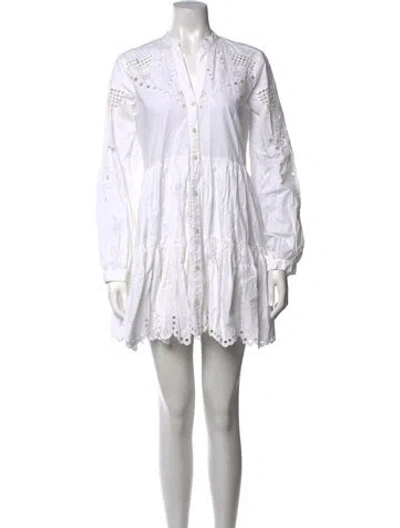 Pre-owned Veronica Beard Lace Pattern Mini Dress In White