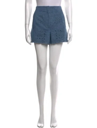 Pre-owned Veronica Beard Lace Pattern Mini Shorts In Blue