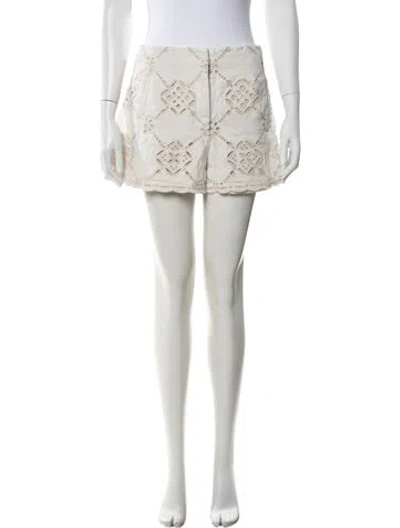 Pre-owned Veronica Beard Lace Pattern Mini Shorts In Neutral