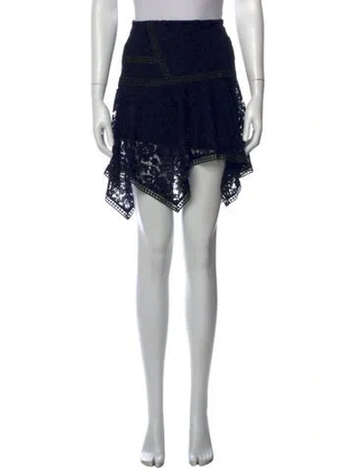 Pre-owned Veronica Beard Lace Pattern Mini Skirt In Blue