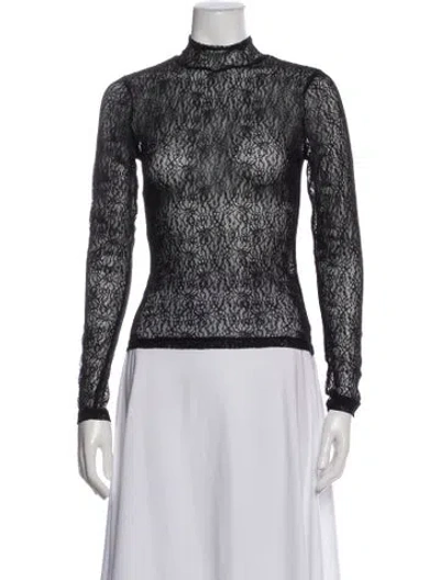 Pre-owned Veronica Beard Lace Pattern Mock Neck Top In Multi