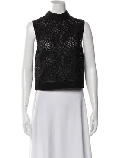Pre-owned Veronica Beard Lace Pattern Mock Neck Top W/ Tags In Black