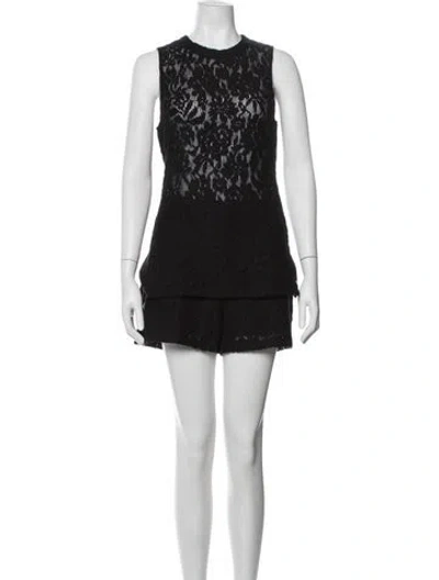 Pre-owned Veronica Beard Lace Pattern Skirt Suit In Black/blue