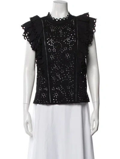 Pre-owned Veronica Beard Lace Pattern Sleeveless Top In Black