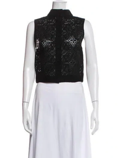 Pre-owned Veronica Beard Lace Pattern Sleeveless Top In Black