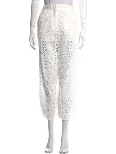 Pre-owned Veronica Beard Lace Pattern Straight Leg Pants In White