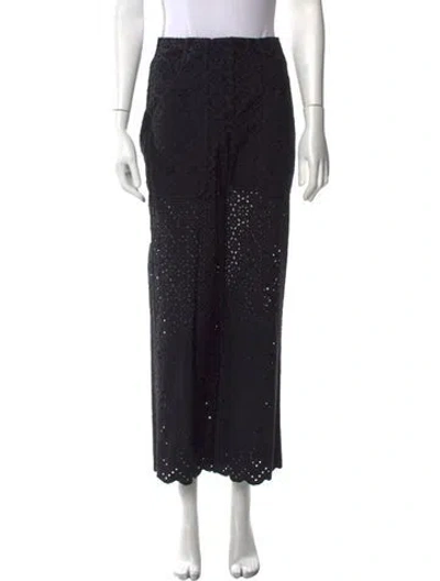 Pre-owned Veronica Beard Lace Pattern Wide Leg Pants In Black