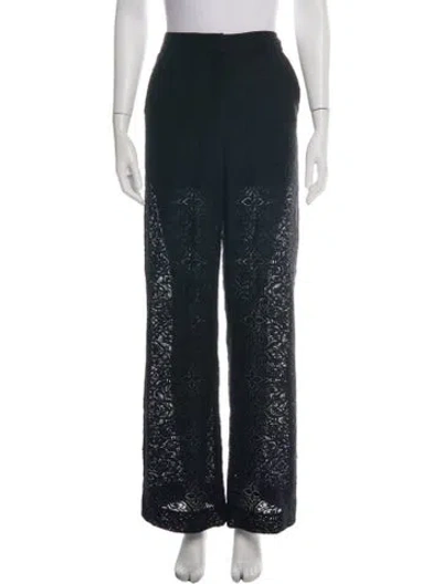 Pre-owned Veronica Beard Lace Pattern Wide Leg Pants In Black
