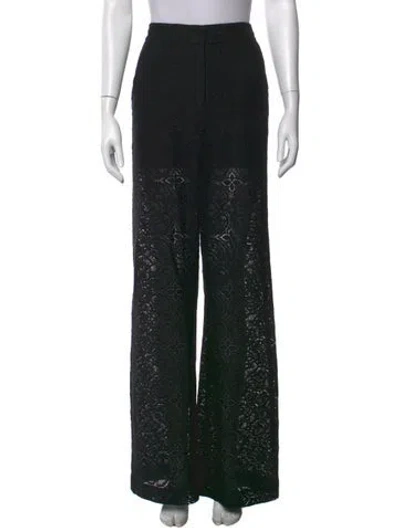 Pre-owned Veronica Beard Lace Pattern Wide Leg Pants In Black