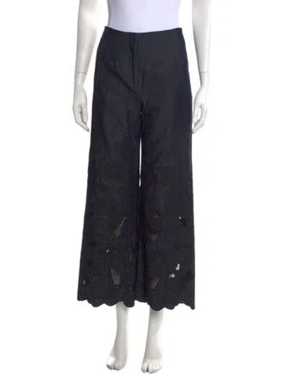 Pre-owned Veronica Beard Lace Pattern Wide Leg Pants In Blue