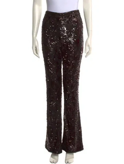 Pre-owned Veronica Beard Lace Pattern Wide Leg Pants In Brown