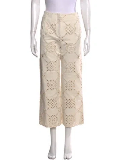 Pre-owned Veronica Beard Lace Pattern Wide Leg Pants In Neutral