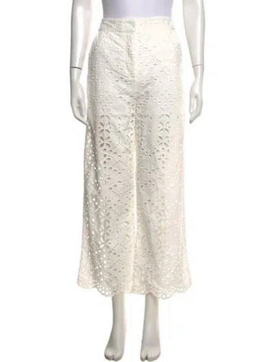 Pre-owned Veronica Beard Lace Pattern Wide Leg Pants In Neutrals/white