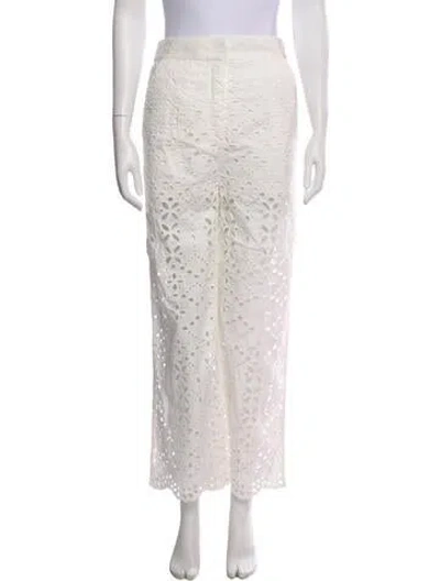 Pre-owned Veronica Beard Lace Pattern Wide Leg Pants In White