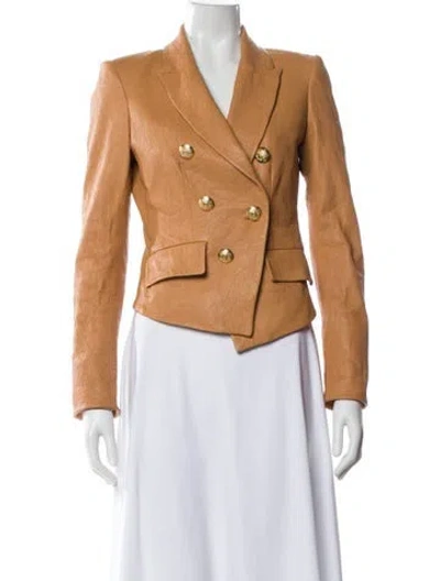 Pre-owned Veronica Beard Lamb Leather Biker Jacket In Neutral